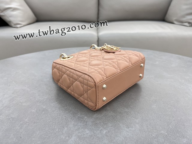 Dior专柜新款Lady女包迪奥高仿原单三格羊皮玫瑰粉Classic Lady戴妃包 djfk1282